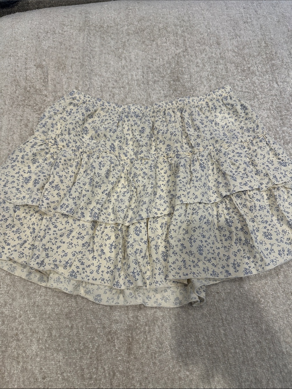 Brandy Melville Cream Floral Ruffled Mini Skirt